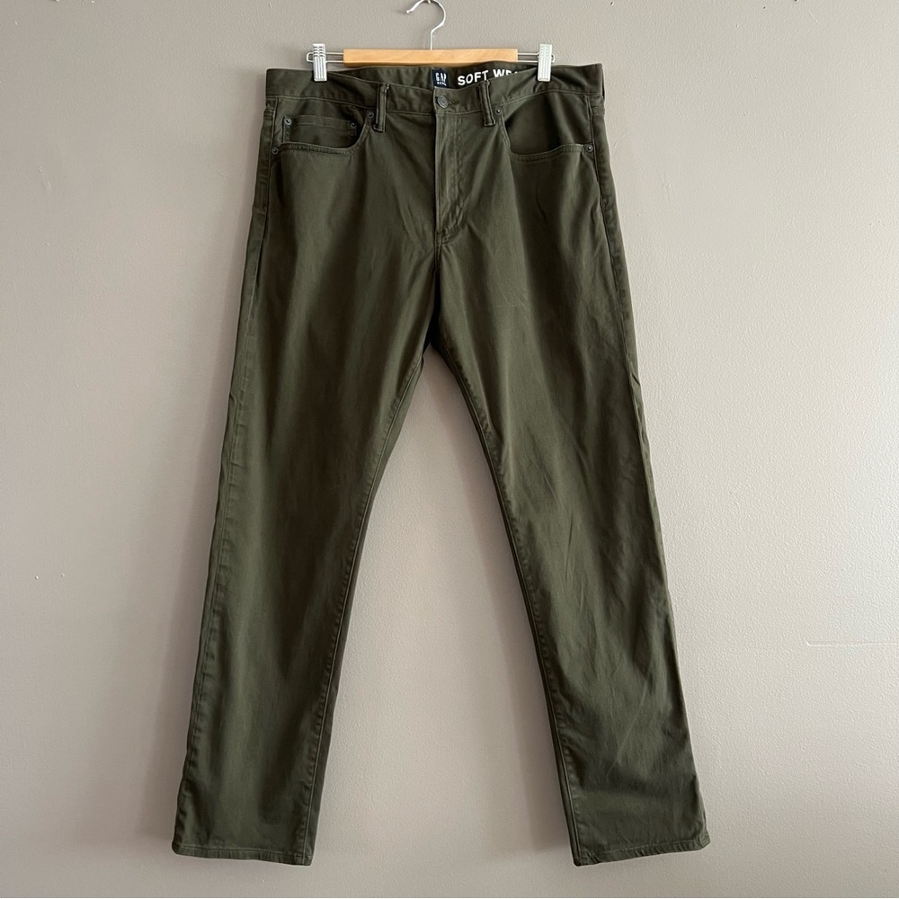 Gap Men's Slim Fit Soft Wear Stretch 5 Pocket Olive Green 36x32 - Picture 3 of 15